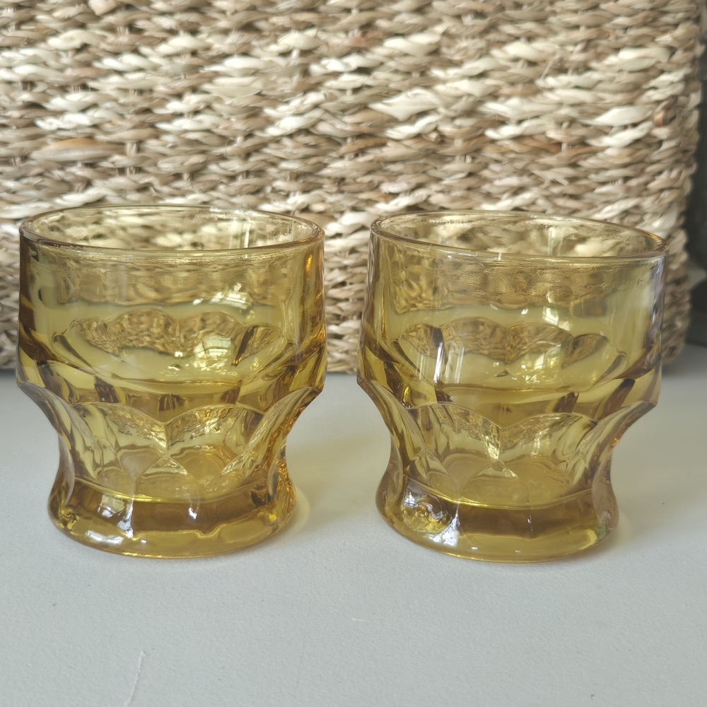 Anchor Hocking Amber Glass Tumbler Pair